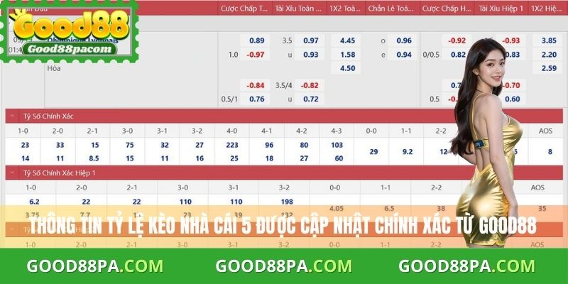 Thông tin tỷ lệ kèo nhà cái 5 được cập nhật chính xác từ Good88